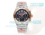 BLS Factory Clone Breitling Chronomat B01 Grey Two tone Rose Gold Watch 